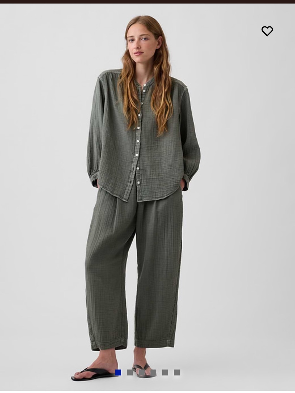 Gap Cotton Gauze Easy Barrel Pants in Mesculen Green
